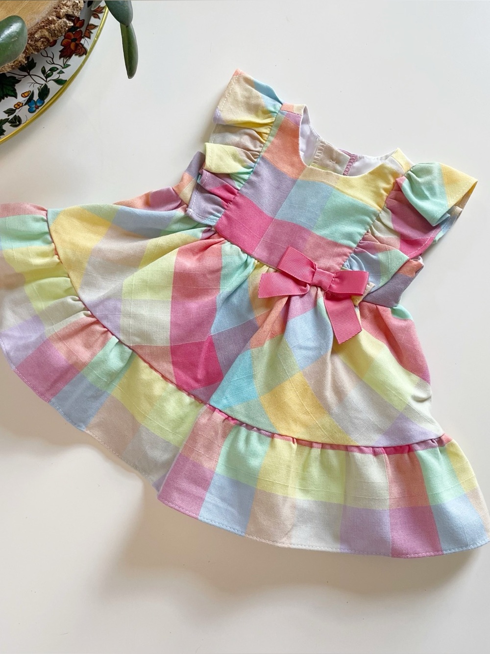 Bonnie Baby Pastel Plaid Dress | 3-6m